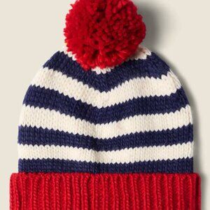 Beanie ~ Navy Stripe w/ Red